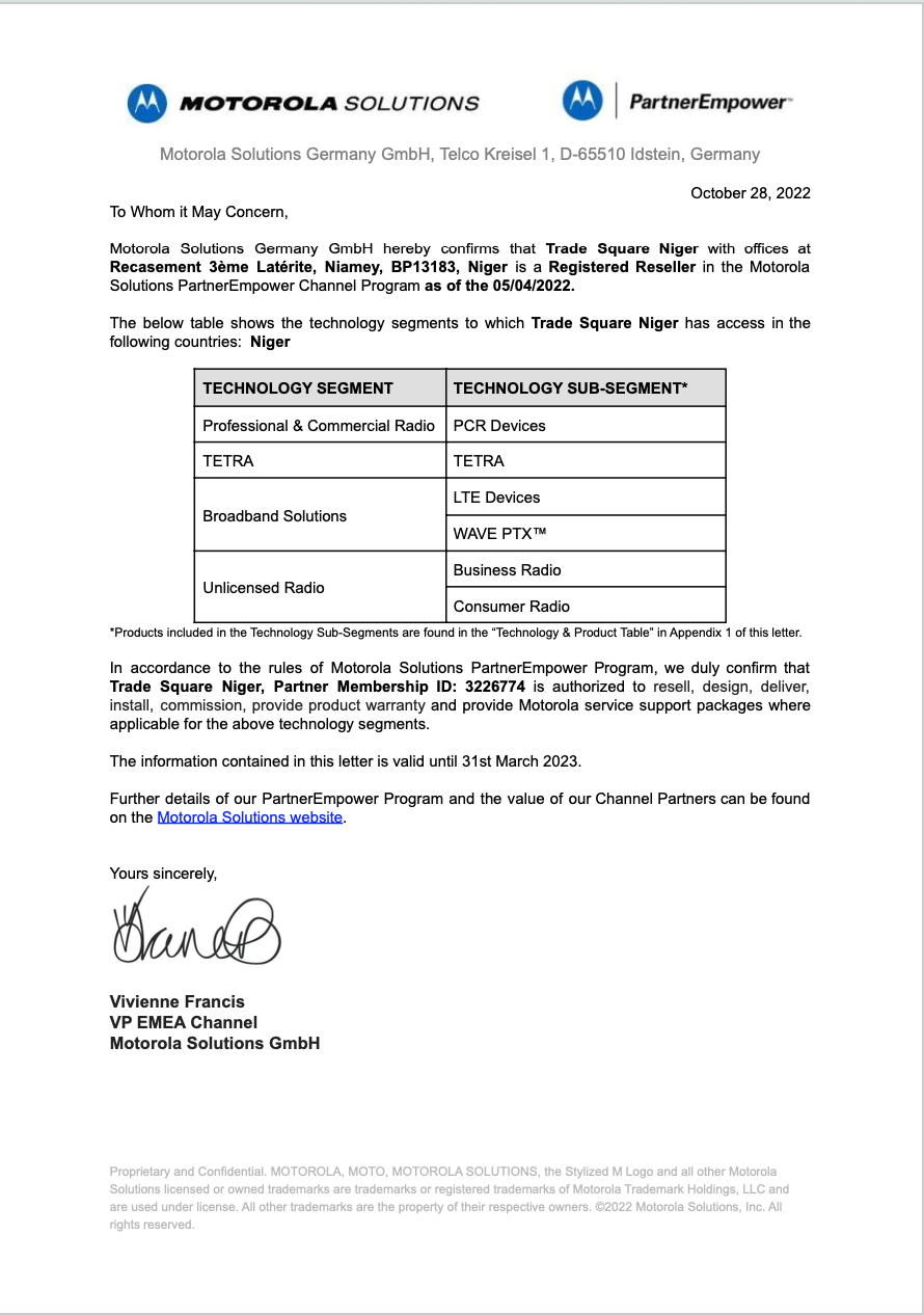 MOTOROLA LICENCE