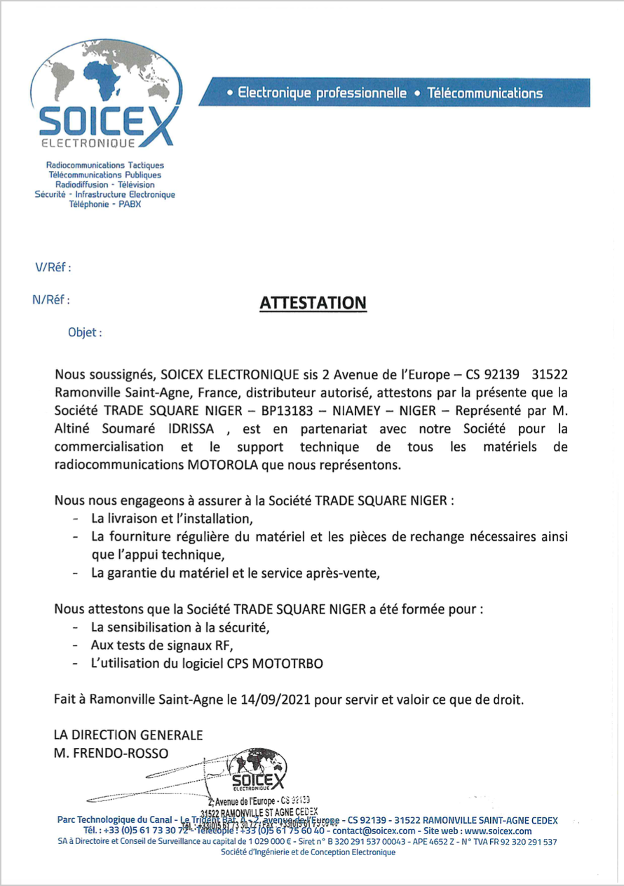 SOICEX ATTESTATION